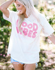 GOOD VIBES Chenille Embroidered Crewneck Tee