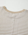 Plus Size Stripe Knit Ribbed Long Sleeve Top