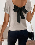 Colorblock Bow Back Ribbed Top