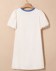 Stripe Contrast Seersucker T-Shirt Dress