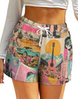 Baha Ranch Retro Pop Western Vintage Drawstring Shorts