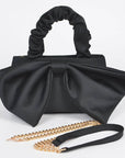 Nylon Top Handle Bag with Bow Front Clutch