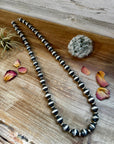 35 inch necklace - 14 mm & 10 mm saucer Sterling Silver Pearls