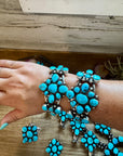 Complete Squash Blossom Set – Kingman Turquoise – Sterling Silver – Navajo Made by Wilson Dawes