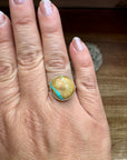 Small Ring - Size 8 1/2 - Ribbon Turquoise & Sterling Silver