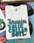 Turquoise & Blue Collar TEE or CREWNECK