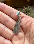 Teardrop Pendant with Kingman Turquoise – Option 5 – Sterling Silver – Native Made by SF – Fits 5mm