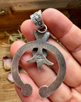 Naja Pendant with Golden Hill Turquoise – Sterling Silver – Native Made by KB – Fits 8mm