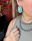 Mint Concho Large Clay Stud Earrings