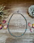 4 mm silver plated and composite turquoise