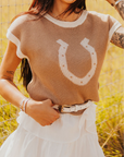 The Kaiya Horseshoe Sweater Vest in Taupe