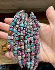 Paperclip Chain Necklace – 4mm Sterling Silver Pearls & Pink-Blue Sea Sediment – 16.5"