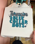 Turquoise & Blue Collar TEE or CREWNECK