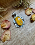 Bumblebee Jasper Pendant – Sterling Silver, Bright Yellow