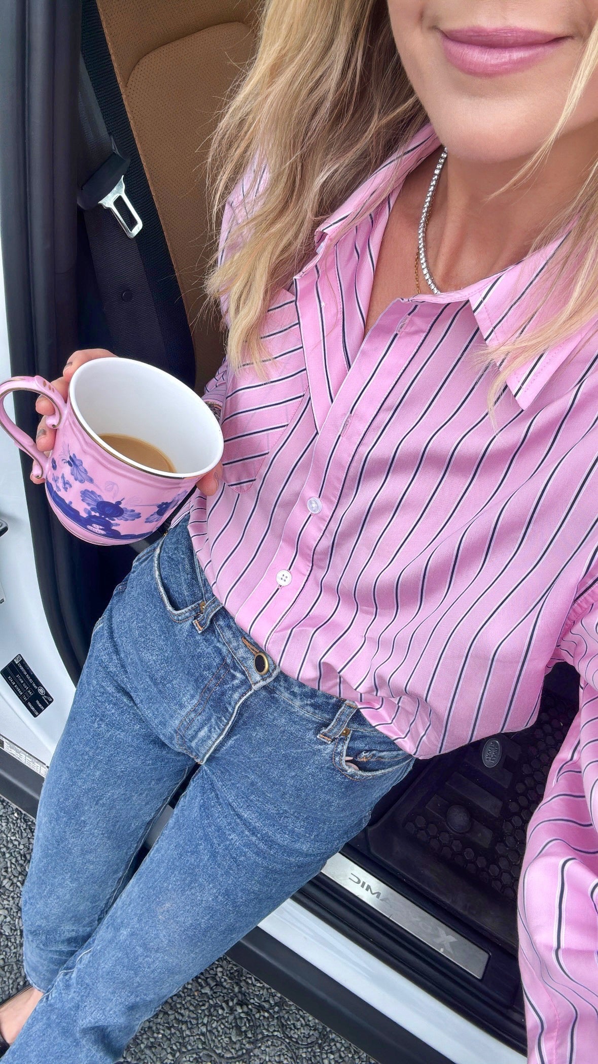 MASON'S DAUGHTER | the Cropped Cuff Boyfriend Shirt, Pink Striped Poplin