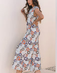 Kylee Floral Sleeveless Buttoned Wide Leg Jumpsuit