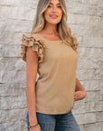Nia Ruffled Tiered Sleeve Textured Top