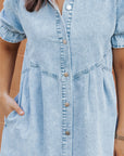 Denim Mineral Wash Buttoned Dress