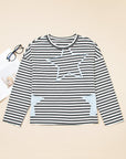 Morgan Stripe Starry Patch Casual Knit Top