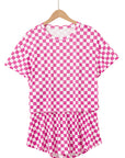 Checkerboard T Shirt and High Waist Skorts Set