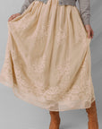 Vivienne Embroidered Mesh Overlay Long Skirt