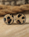 Brown Leopard Studded Earrings