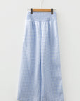 Gingham Plaid Smocked High Waist Pants