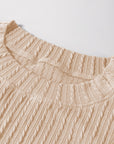 Solid Cable Textured Flutter Sleeve Top