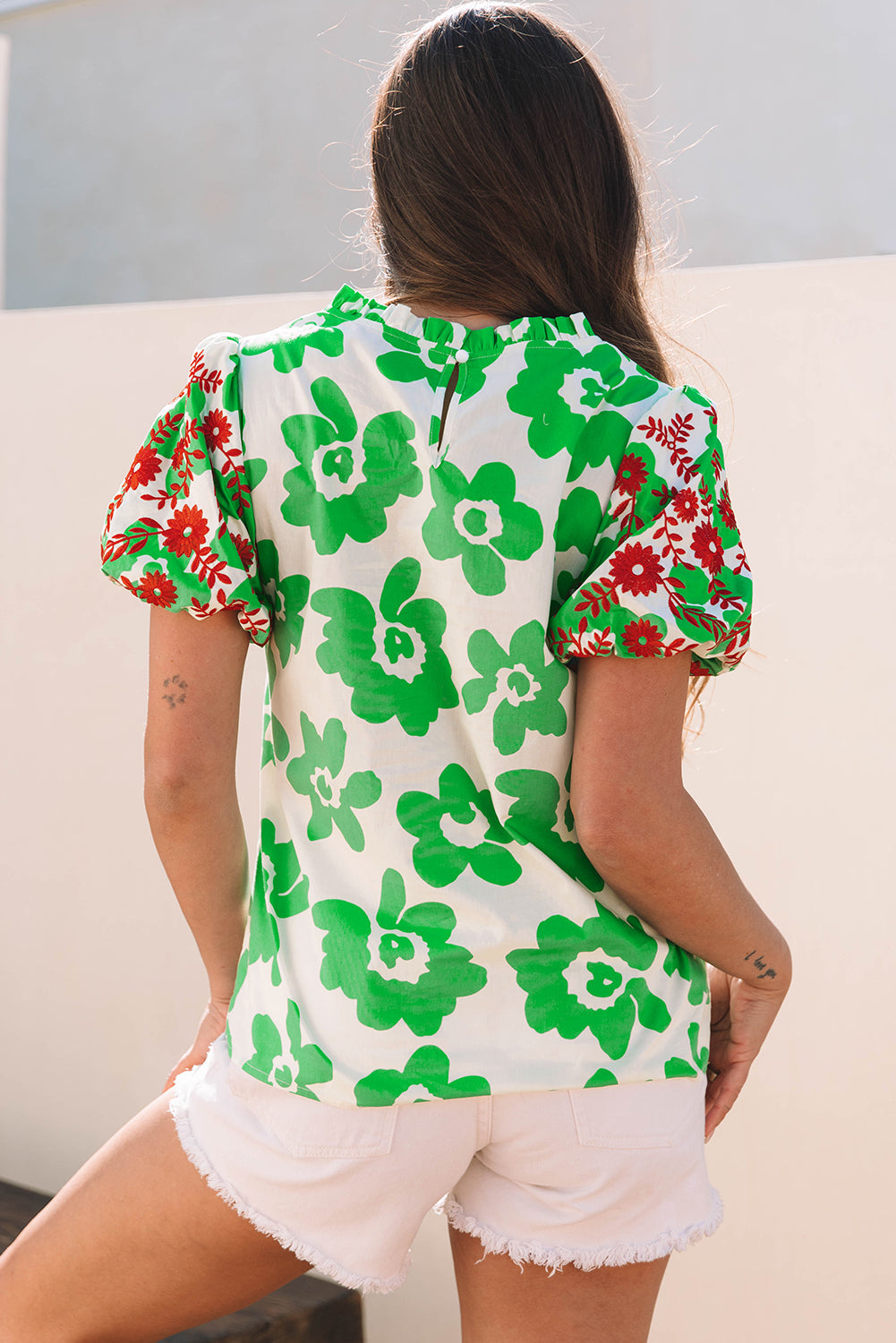 Maisy Embroidered Puff Short Sleeve Floral Blouse