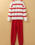 Black Striped Drop Shoulder Pullover and Joggers Set
