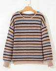 Stripe Drop Shoulder Round Neck Sweater
