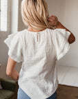 Soraya Crinkled Layered Ruffled Flutter Sleeve Blouse