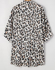 Leopard 3/4 Sleeve Buttoned Shirt