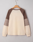 Floral Patchwork Colorblock Raglan Long Sleeve Top