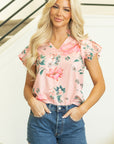 Kori Frilled V Neck Pleated Sleeve Blouse
