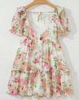 Floral Ruffle Sweetheart Mini Dress