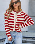 Rylee Stripe Button Cardigan Sweater