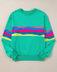Alora Striped Accent Long Sleeve Top