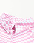 Stripe Smocked Cuff Buttoned Shirt