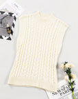 Solid Cable Knit Sleeveless Sweater