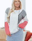 Colorblock Textured Knit Patchwork Top