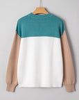 Colorblock Ribbed Knit Long Sleeve Sweater
