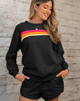 Colorblock Stripe Pullover and Shorts Set