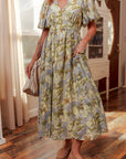 Floral Puff Sleeve Maxi Dress