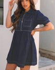 Melina Zipped up Denim Dress