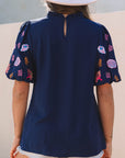 Maddison Shellfish Coral Embroidery Blouse