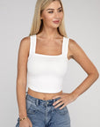 Cotton Square Neck Cropped Cami Top