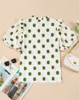 Nylah Polka Dot Shirred Yoke Blouse
