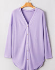 Plus Size Solid Waffle Knit Button-Front Cardigan