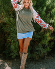 Bailey Patchwork Long Sleeve Ribbed Blouse